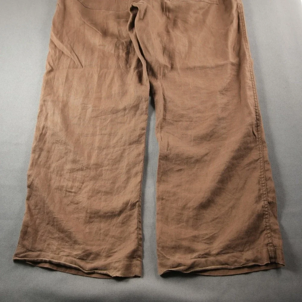 Banana Republic Linen Wide Leg Relaxed Pants Womens 38x30 Brown Trousers